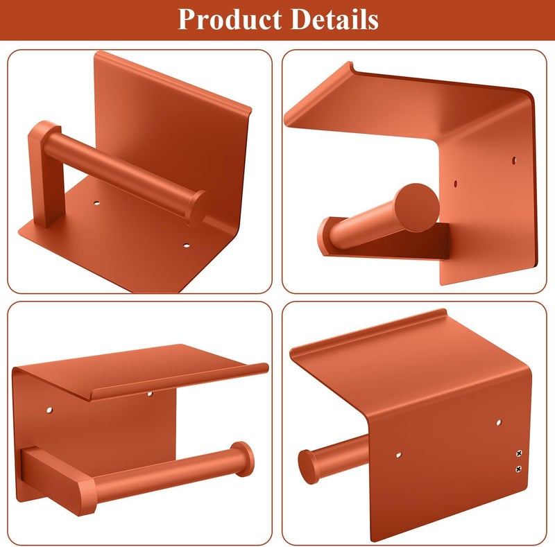 Tindbea Toilet Paper Holder with Shelf Adhesive or Screw Wall Mounted Toilet Paper Roll Dispenser Storage, Stainless Steel Bathroom Shelf Holder Accessories (Crimson) - Image 5